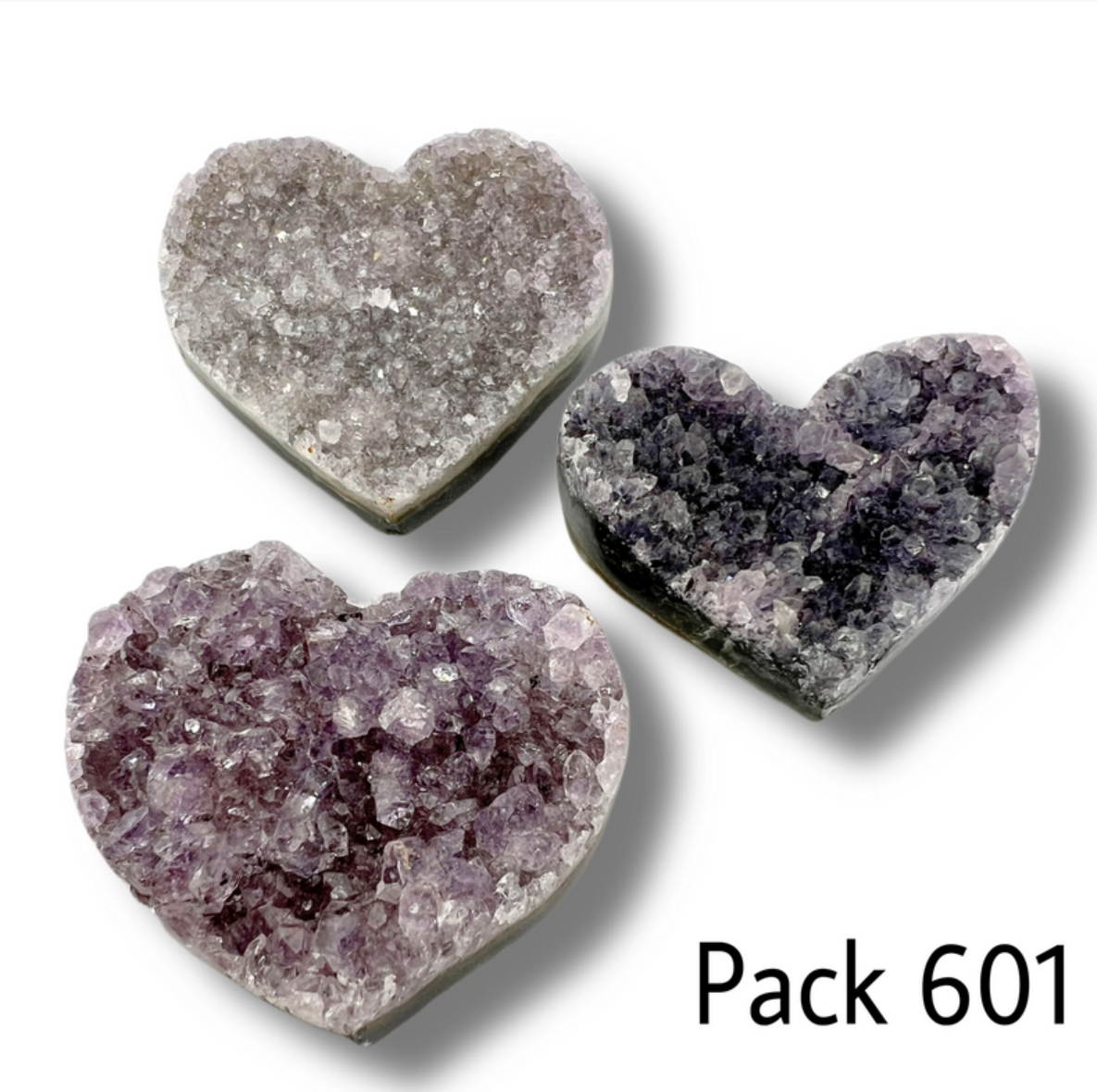 Raw Amethyst Heart Set of 3