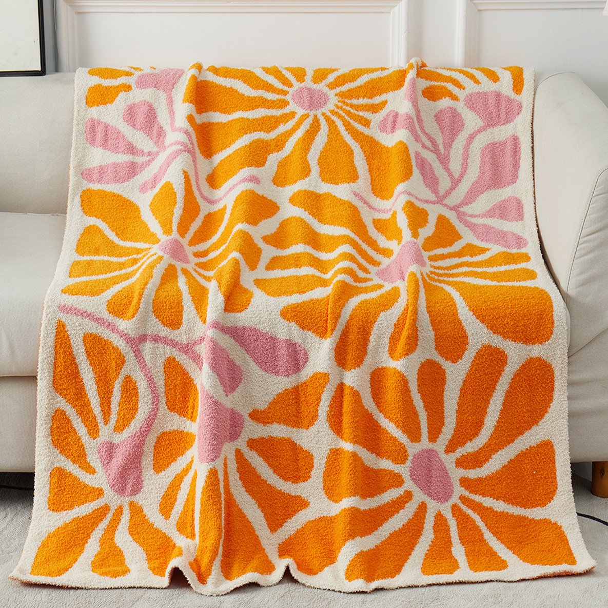 Half-edge Fleece Soft Flannel Blanket Bowknot