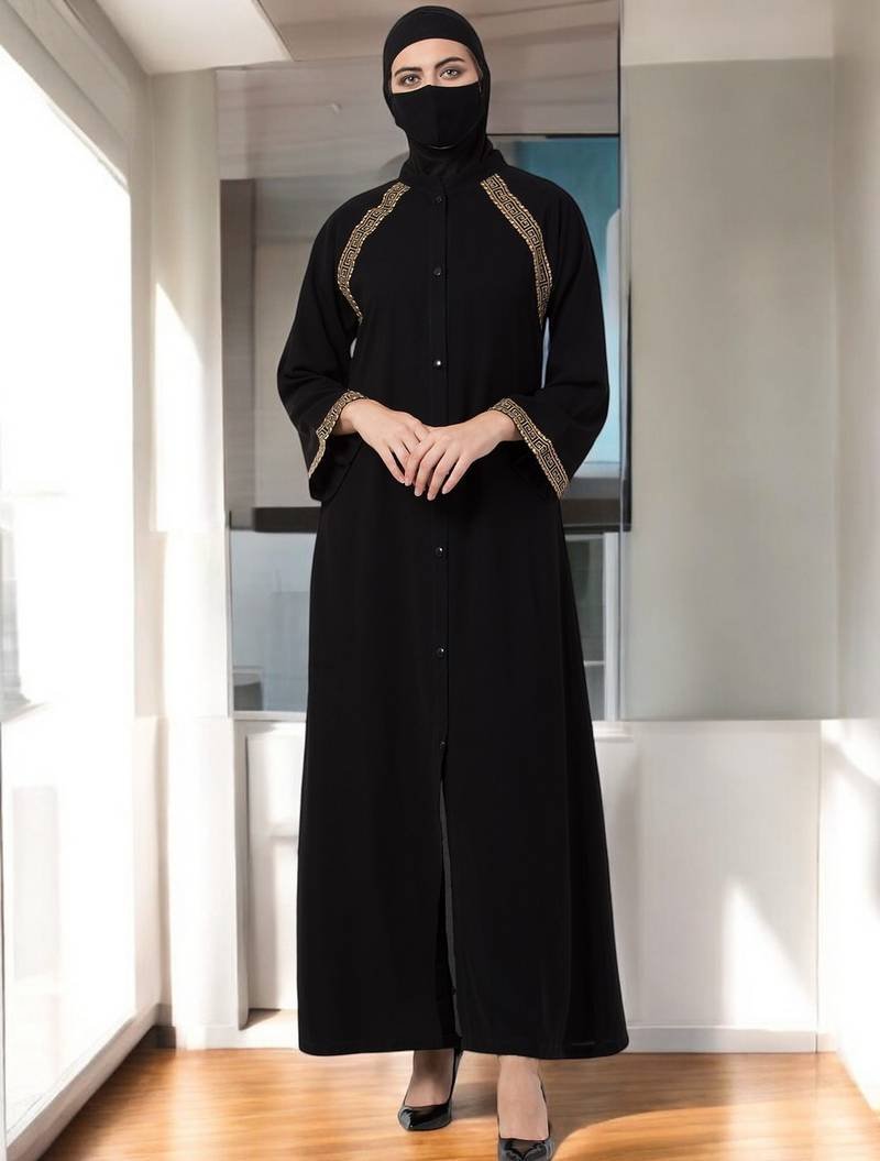 The Elegant Black Abaya with Lacework – Perfect Daily Wear