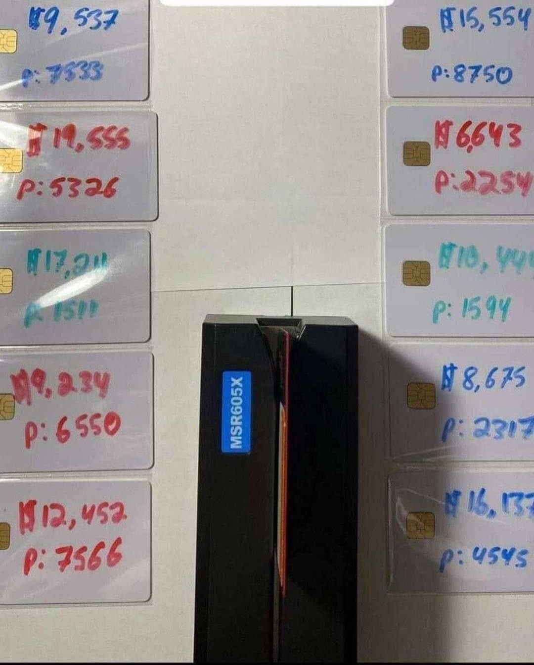 cloned cards with high and low balance