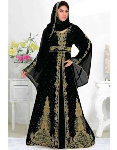 Elegant Black Kaftan for Weddings & Parties