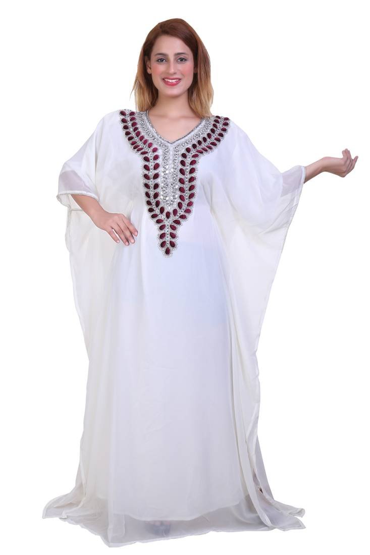 Elegant White Kaftan for Women – 20% Off Caftan Online | Mirraw