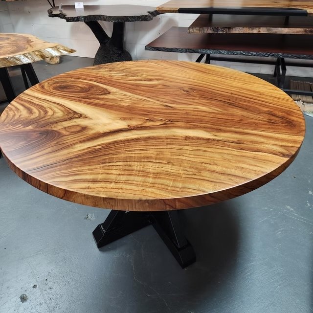 Solid Hardwood Dining Table Live Edge Timber, Limited Availability In Brisbane