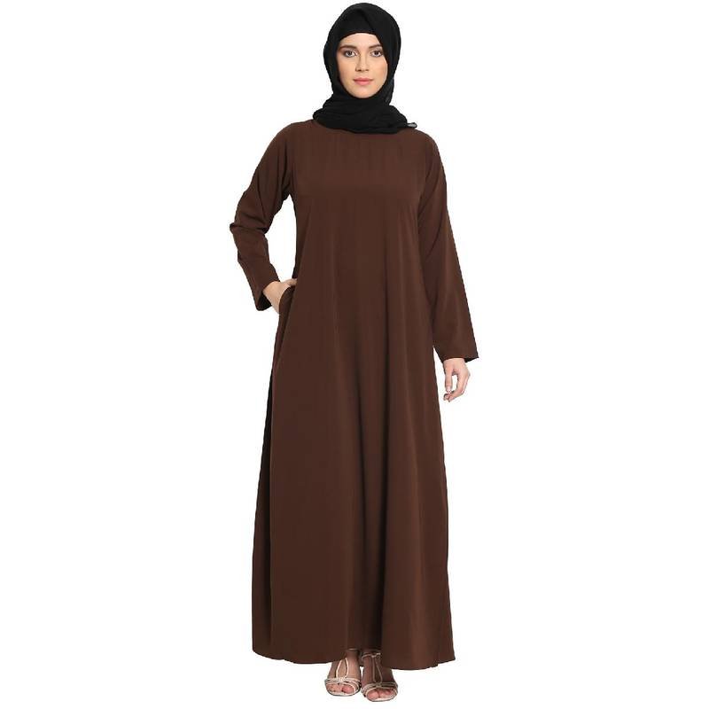 Brown Abaya for Women by Mirraw – Simple Style with 25% Discount