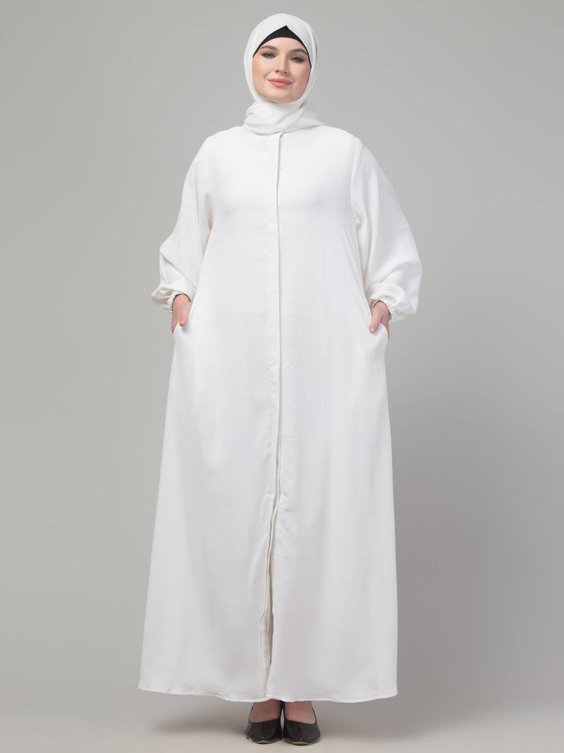 Elegant White Abaya for Women – Stylish Abaya by Mirraw at Discount
