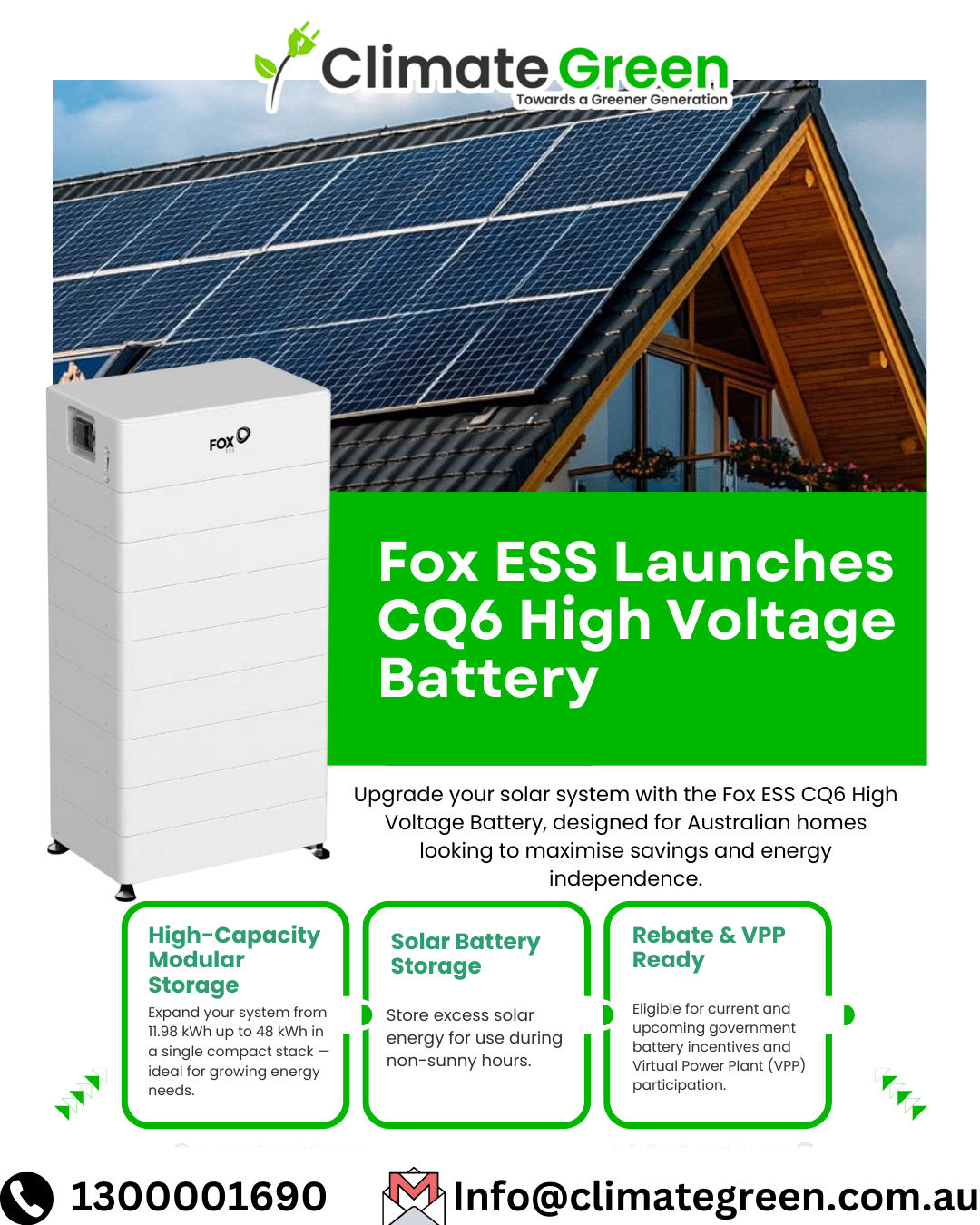 Fox ESS CQ6 High Voltage Solar Battery – Now Available in Melbourne