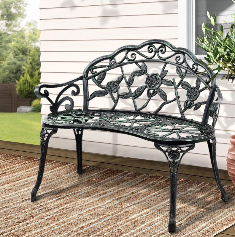 Gardeon 100cm Outdoor Garden Bench – Cast Aluminium Seat