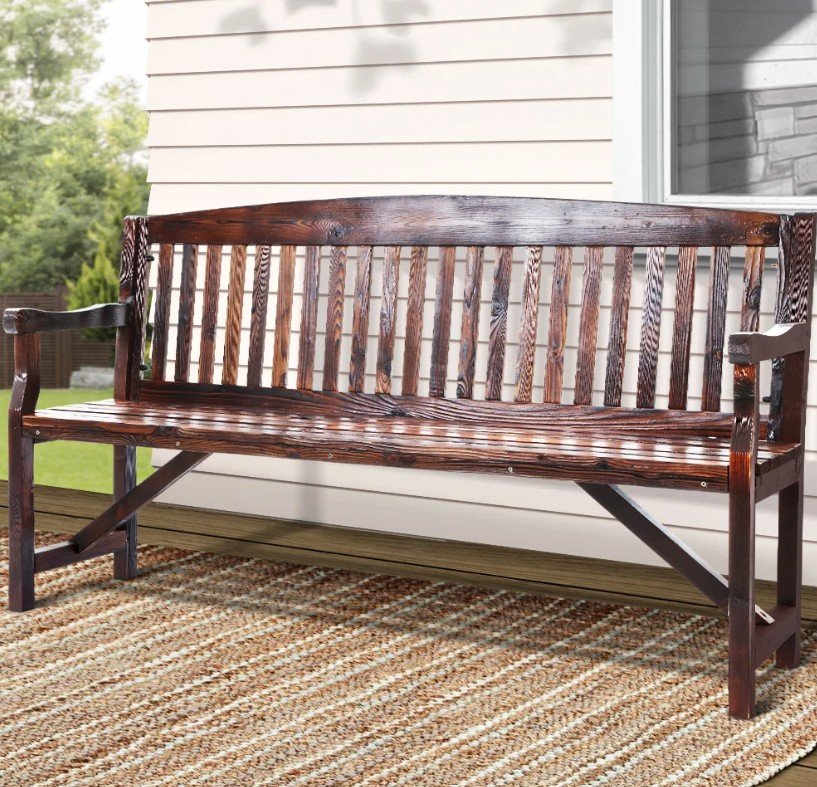 Gardeon 5ft Wooden Outdoor Garden Bench – 3 Seat Charcoal