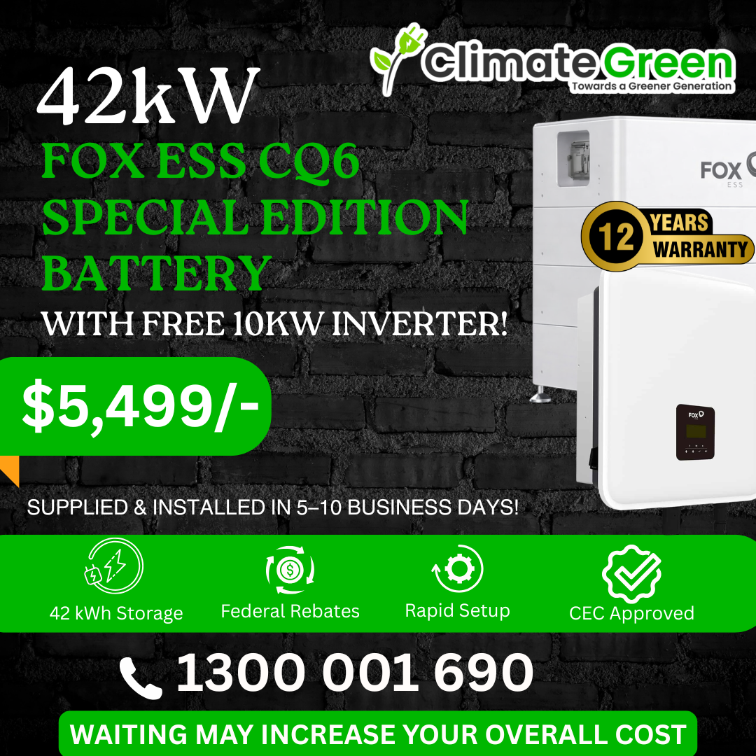42kWh FOX ESS Battery + FREE 10kW Inverter – $5,499