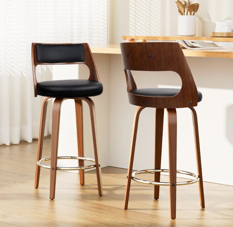 Artiss 2x Bar Stools Swivel Leather Chair – Stylish Comfort