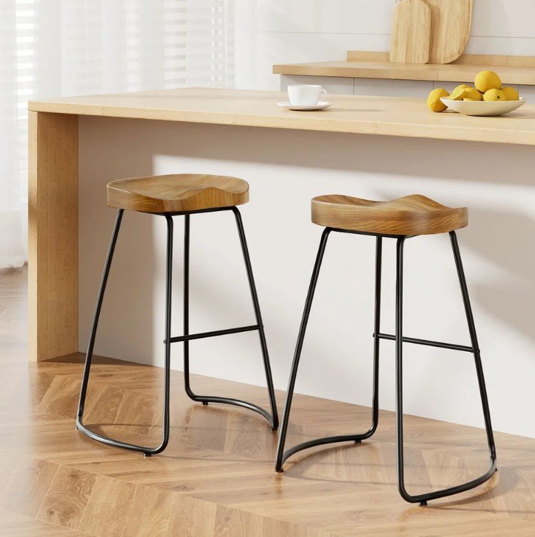 Stylish Artiss 2x Bar Stools – Tractor Seat 65cm Wooden