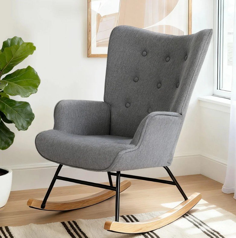 Artiss Grey Rocking Armchair Nursing Chair – Stylish Comfort for Modern Homes