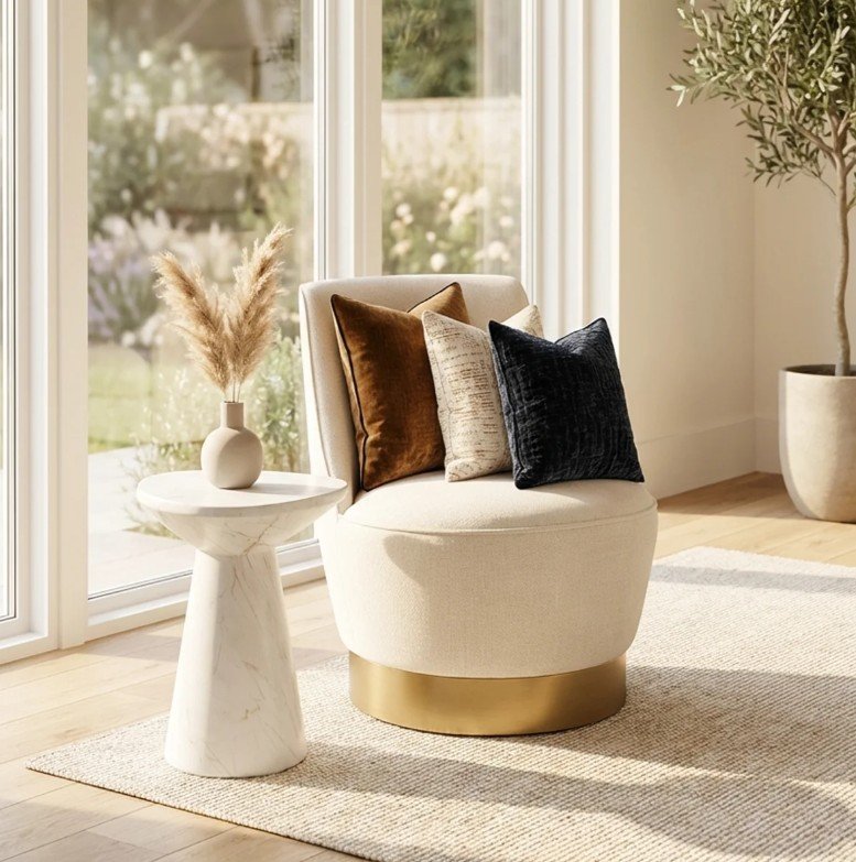 Luxury Interior Ave Chateau Swivel Accent Chair Vanilla Oat for Modern Living Spaces