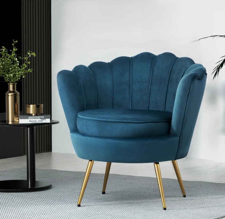 Elegant Artiss Callista Velvet Blue Armchair for Modern Homes